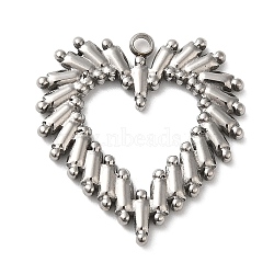 Non-Tarnish 304 Stainless Steel Pendants, Heart Charm, Stainless Steel Color, 25x24x2mm, Hole: 1.8mm(STAS-C079-16P)