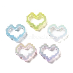 UV Plating Acrylic Beads, Iridescent, Heart, Mixed Color, 25x29x7mm, Hole: 2.5mm(X-MACR-K357-03)