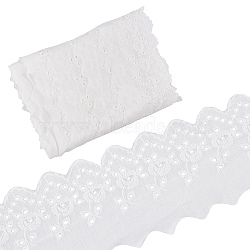 Cotton Lace Trim, For DIY Scrapbooking Gift Package Ribbon, Garment Accessories, Hollow Flower Pattern, White, 3-1/2 inch(90mm), 7.5 yards/bag(OCOR-GF0002-07)