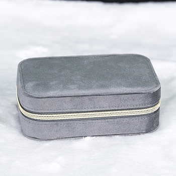 Velvet Box, Jewelry Organizer, for Necklaces, Rings, Earrings and Pendants, Rectangle, Light Grey, 15.5x11x5.5cm