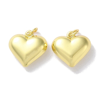 Rack Plating Brass Pendants, Long-Lasting Plated, Lead Free & Cadmium Free, Heart, Real 18K Gold Plated, 15x16x6mm, Hole: 3.4mm