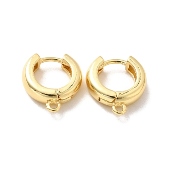 Brass Hoop Earring Findings, with Horizontal Loop, Cadmium Free & Nickel Free & Lead Free, Long-Lasting Plated, Ring, Real 18K Gold Plated, 7 Gauge, 13.5x12x3.5mm, Hole: 1.2mm, Pin: 0.8mm