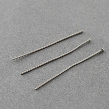 304 Stainless Steel Flat Head Pins, Stainless Steel Color, 20x0.7mm, 21 Gauge, Head: 1.5mm