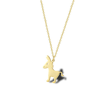 Cute Cartoon Animal Stainless Steel Pendant Necklaces, with Cable Chains for Unisex, Donkey