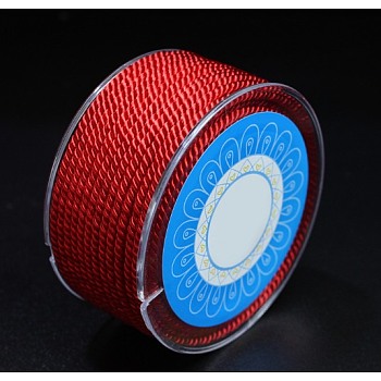 Round Nylon Cords, Milan Cords/Twisted Cords, Red, 2.5mm, about 10.93 yards(10m)/roll