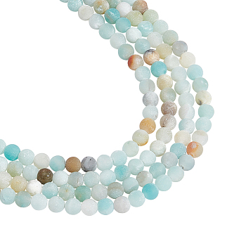 2 Strands Natural Flower Amazonite Beads Strands, Faceted, Round, 6mm, Hole: 1mm, about 63pcs/strand, 15.55 inch
