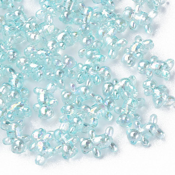 Transparent Acrylic Beads, AB Color Plated, Bear, Sky Blue, 16x13x8.5mm, Hole: 2mm, about 700pcs/500g