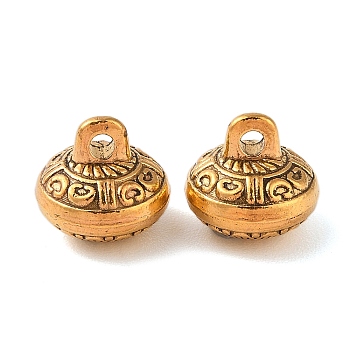 Tibetan Style Alloy Charms, Cadmium Free & Lead Free, Round, Antique Golden, 11x10.5mm, Hole: 1.9mm, about 337pcs/1000g