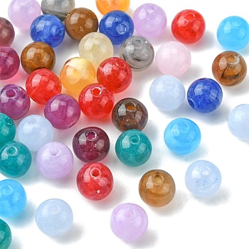 Round Imitation Gemstone Acrylic Beads, Mixed Color, 8mm, Hole: 2mm