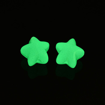 Luminous Acrylic Beads, Glow in the Dark, Star, Turquoise, 15.5x16.5x15mm, Hole: 2.5mm, about 270pcs/500g