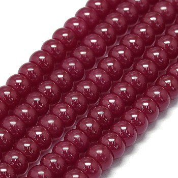 Lab Grown Red Corundum Beads Strands, Rondelle, 6x4mm, Hole: 0.8mm, about 95~97pcs/strand, 15.35 inch(39cm)