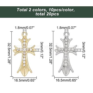 Aricraft 20 pcs 2 couleurs pendentifs en alliage de cristal strass(FIND-AR0003-91)-2