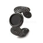 Spiral 304 Stainless Steel Cuff Ring Components, Round Bezel Cup Ring Settings, Ion Plating(IP), Black, 11mm, 19mm, Tray Size: 8mm(STAS-P454-02A-B)