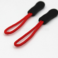 Garment Accessories, Plastic Zipper Puller With Strap, FireBrick, 60~64mm(KY-WH0008-A08)