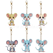 Mouse Diamond Painting Pendant Decoration Kits, Including Acrylic Board, Pendant Decoration Clasp, Bead Chain, Rhinestones Bag, Diamond Sticky Pen, Tray Plate and Glue Clay, Mixed Color, 70x65mm(PW-WG81858-01)