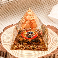 Orgonite Pyramid Resin Energy Generators, Gemstone Chips Inside for Home Office Desk Decoration, Dark Orange, 50mm(PW-WG74572-09)