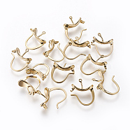 Brass Hoop Earring Findings with Latch Back Closure, Long-Lasting Plated, Nickel Free, Real 16K Gold Plated, 15x15.5x5mm, Hole: 0.8mm, Pin: 0.7x1mm(KK-L176-07G)