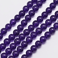 Natural Malaysia Jade Bead Strands, Dyed, Round, Indigo, 6mm, Hole: 0.8mm, about 64pcs/strand, 15 inch(G-A146-6mm-A01)