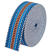 5 Yards Ethnic Style Polyester Jacquard Stripe Ribbons, Garment Accessories, Dark Blue, 1-1/2 inch(38mm), about 4.78~5.00 Yards(4.37~4.57m)/Roll(SRIB-WH0011-159C)