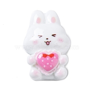 Valentine's Day Opaque Resin Cabochons, Rabbit, White, 27x17x8.5mm(RESI-H152-01C)