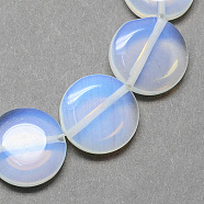 Flat Round Opalite Opal Stone Beads Strands, Alice Blue, 14x6mm, Hole: 1mm, about 28pcs/strand, 15.3 inch(G-S110-14mm-25)