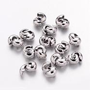 Iron Crimp Beads Covers, Cadmium Free & Nickel Free & Lead Free, Platinum, 3mm In Diameter, Hole: 1.2~1.5mm(IFIN-H028-NFN-NF)