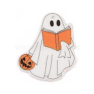 Halloween Theme Opaque Printed Acrylic Pendants, Ghost, 39x32x1.8mm, Hole: 2.2mm(SACR-S034-07C)