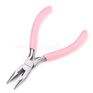 45# Carbon Steel Jewelry Pliers, Needle Nose Pliers, Ferronickel, Pink, 118.5x71x9mm(PT-L007-02F)