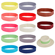 Ultra Wide Thick Flat Elastic Hat Band, for Cowboy Hat, Bend Brim Fedora Hat, Straw Hat Decoration, Mixed Color, 40x550x1mm, 12 colors, 1pc/color, 12pcs/set(DIY-AB00001)