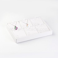Wooden Necklaces Presentation Boxes, Covered with PU Leather, White, 18x25x3.2cm(NDIS-O007-03)