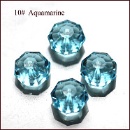 Imitation Austrian Crystal Beads, Grade AAA, Faceted, Octagon, Deep Sky Blue, 6x4mm, Hole: 0.7~0.9mm(SWAR-F083-4x6mm-10)