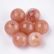 Acrylic Beads, Imitation Gemstone Style, Round, Dark Salmon, 10x9.5mm, Hole: 1.8mm, about 875pcs/500g(OACR-S029-060C-03)
