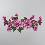 Flower Embroidery Cloth Iron On/Sew On Patches, Costume Accessories, Appliques, Flamingo, 307x137x3.5mm(DIY-WH20050-13E)