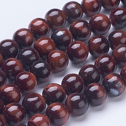 Natural Red Tiger Eye Beads Strands, Round, 10mm, Hole: 1.2mm, about 38pcs/strand, 15.31 inch(G-D855-04-10mm)