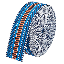 5 Yards Ethnic Style Polyester Jacquard Stripe Ribbons, Garment Accessories, Dark Blue, 1-1/2 inch(38mm), about 4.78~5.00 Yards(4.37~4.57m)/Roll(SRIB-WH0011-159C)