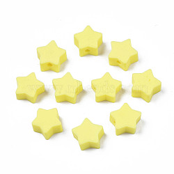 Handmade Polymer Clay Beads, Star, Yellow, 8.5~9x9~9.5x4~5mm, Hole: 1.6mm(CLAY-N011-46A-08)