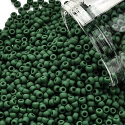 TOHO Round Seed Beads, Japanese Seed Beads, (47HF) Opaque Frost Pine Green, 11/0, 2.2mm, Hole: 0.8mm, about 1103pcs/10g(X-SEED-TR11-0047HF)