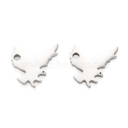 Tarnish Resistant 304 Stainless Steel Charms, Laser Cut, Eagle, Stainless Steel Color, 8.5x10.5x1mm, Hole: 1.2mm(STAS-I151-29P)