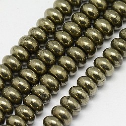 Natural Pyrite Beads Strands, Rondelle , 8x5mm, Hole: 1mm, about 80pcs/strand, 15.74 inch(G-L032-8x5mm-01)