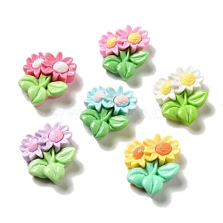 Flower Theme Opaque Resin Decoden Cabochons, Sunflower, Mixed Color, 27.5x23.5x7mm(X-RESI-C044-02)