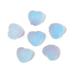 Imitation Candy Food Style Resin Cabochons, Heart, Gradient Color, Sky Blue, 9.5x10x5mm(RESI-R461-01A)