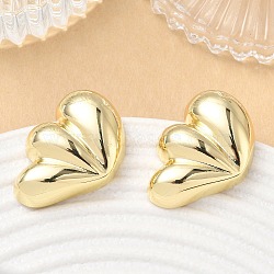 Brass Stud Earrings for Women, Fan, Golden, 29x19.5mm(KK-CBAD851-38G)