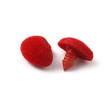 Plastic Safety Noses, Flocky Craft Nose, for DIY Doll Toys Puppet Plush Animal Making, Red, 12.5x15x17.5mm, 100pcs/bag