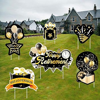 Plastic Yard Signs Display Decorations, for Outdoor Garden Decoration, Mixed Shapes, Black, 282x413x4mm