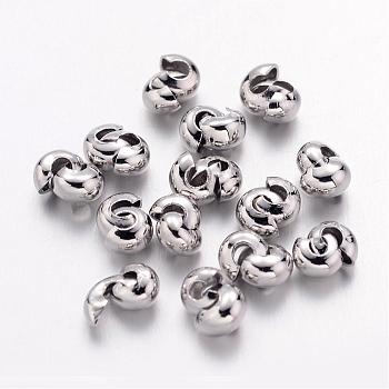 Iron Crimp Beads Covers, Cadmium Free & Nickel Free & Lead Free, Platinum, 3mm In Diameter, Hole: 1.2~1.5mm