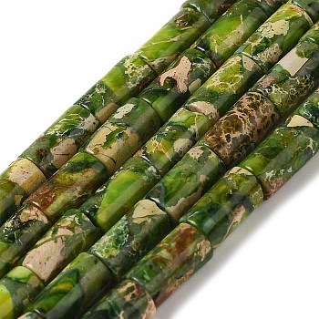 Natural Imperial Jasper Beads Strands, Dyed, Column, Olive Drab, 8x4.5mm, Hole: 1.2mm, about 50pcs/strand, 15.75''(40cm)