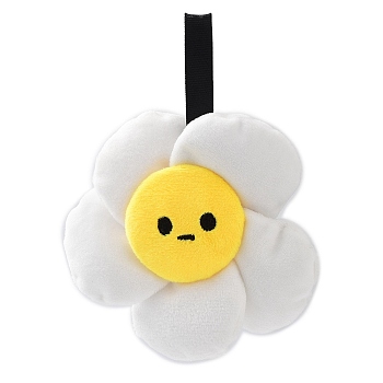 Sunflower with Smiling Face Plush Cloth Pendant Decorations, for Bag Decoration, Keychain Child Gift Pendant, WhiteSmoke, 15.5cm