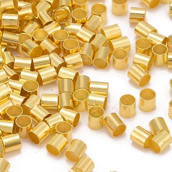 Brass Crimp Beads, Cadmium Free & Nickel Free & Lead Free, Tube, Golden, 2.5x2.5mm, Hole: 2mm