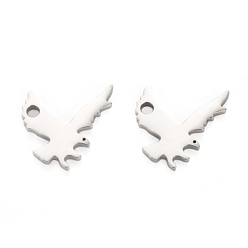 304 Stainless Steel Charms, Laser Cut, Eagle, Stainless Steel Color, 8.5x10.5x1mm, Hole: 1.2mm