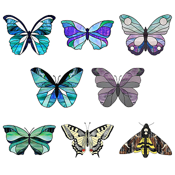 Custom PVC Glass Stickers, Static Cling Window Stickers, Square, Butterfly Pattern, 200x200mm, 8pcs/set